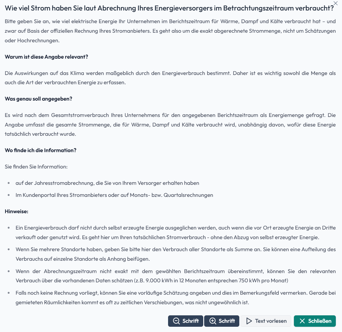 Kontextsensitive Erklärtexte